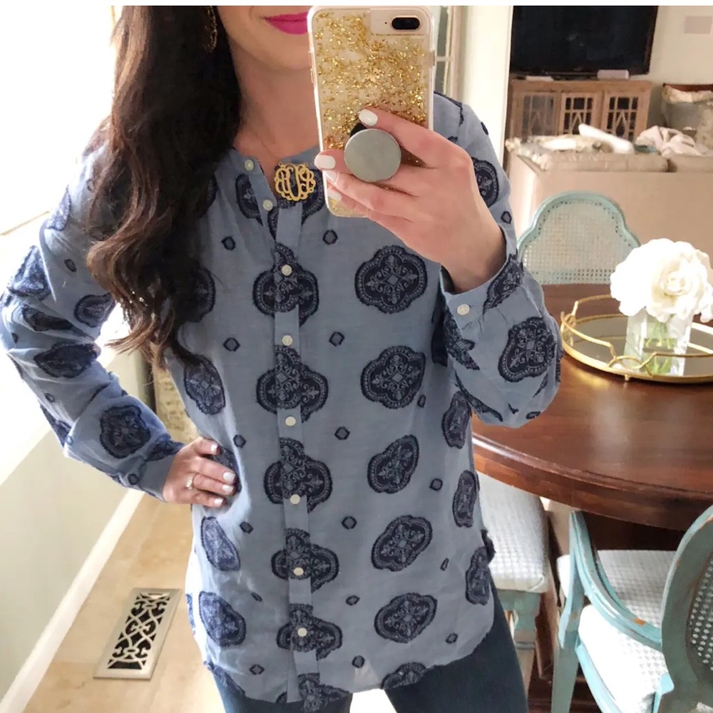 Loft Chambray Medallion Blouse
